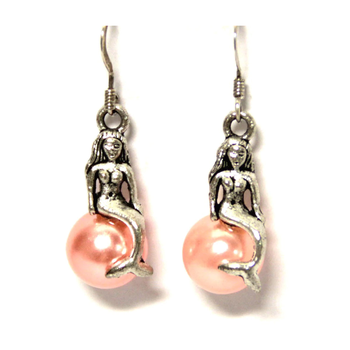 Mermaid on a Pink Pearl Earrings
