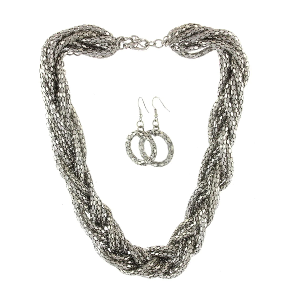 Necklace Multi Strand Silver Chain Set