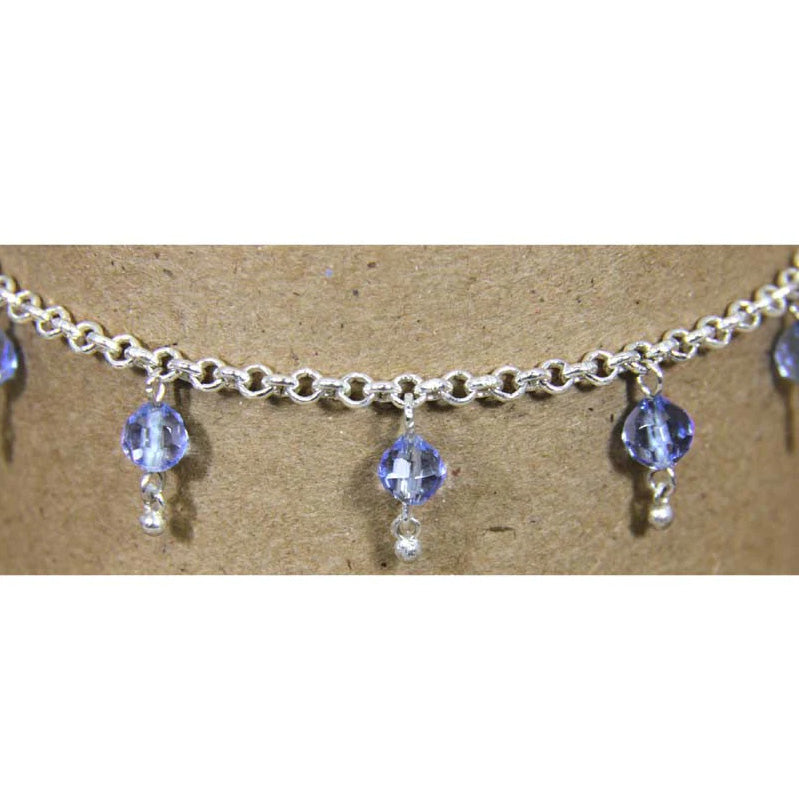 Sterling Silver Sapphire Anklet 10"