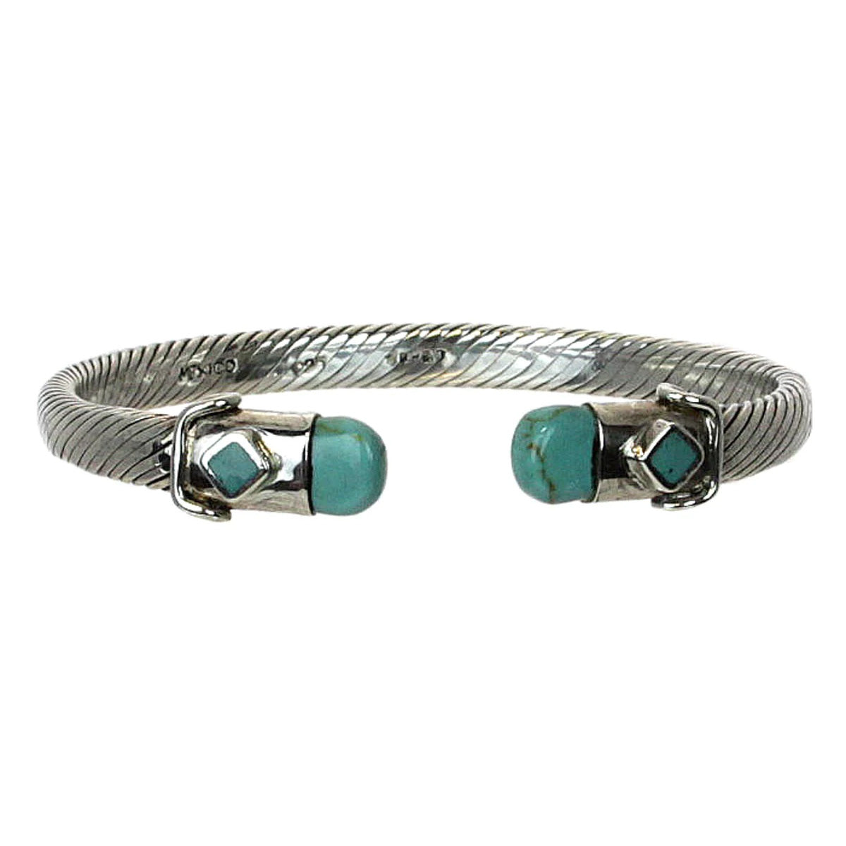 Sterling Silver Turquoise Twisted Cable Bangle